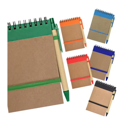 Set de libreta de cartón y lápiz. Vista del producto.