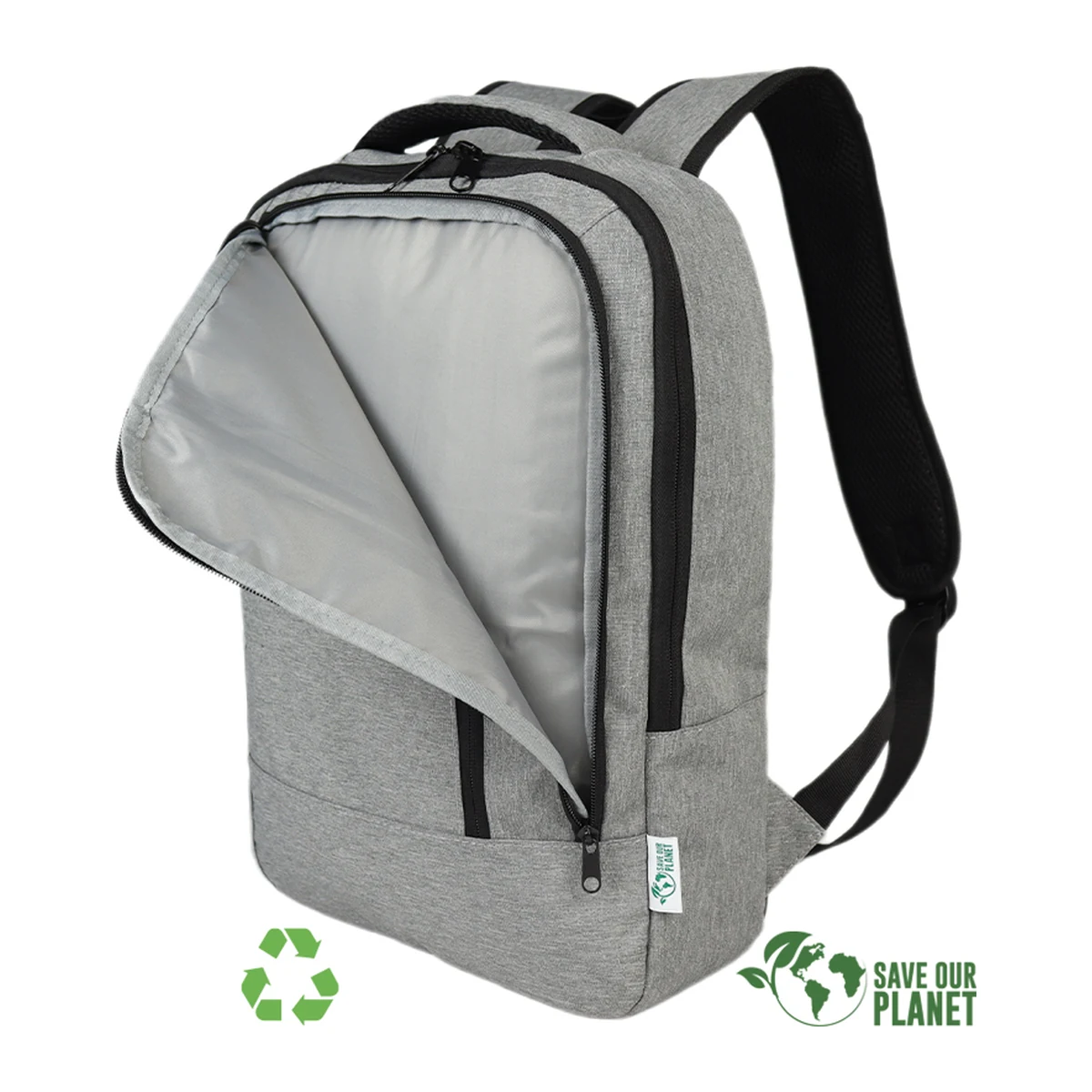 Mochila para notebook RPET 12,5 litros. Vista complementaria del producto.